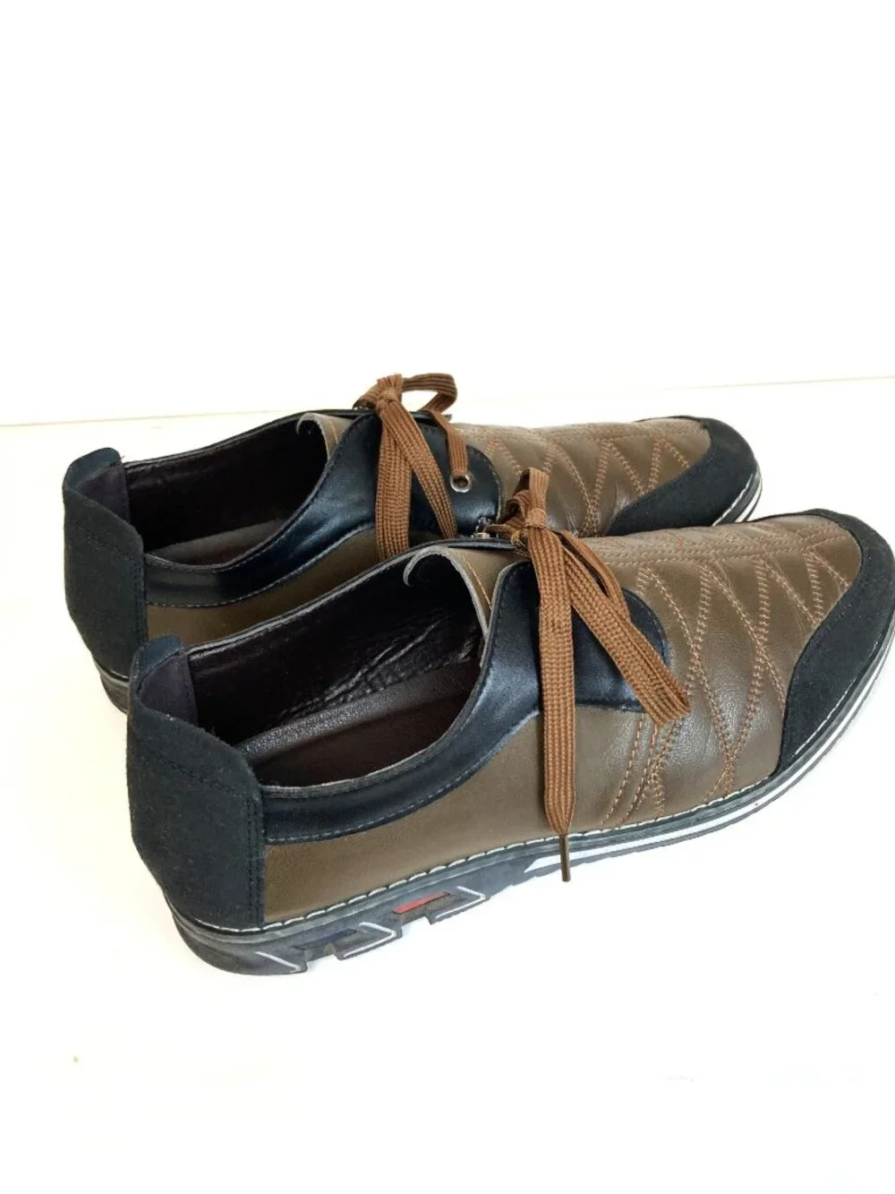 Cosidram  Brown Quilted Oxford Sneakers - Size 11.5 (China 46)